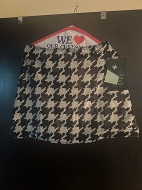 NWT Tuckernuck Meg Mini Skirt Womens 4 Houndstooth Sequin